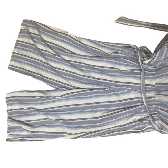 Lane Bryant Linen Blend‎ Crop Jumpsuit Womens Size 22 Blue Striped Wide Leg - Picture 8 of 15